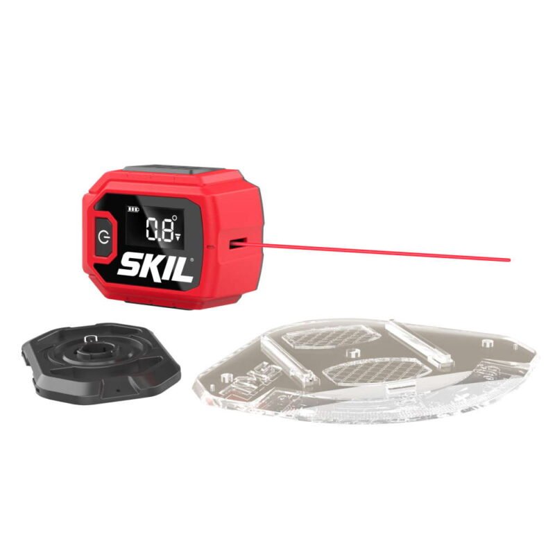 skil MT1E1900AA 1 - SKIL 1900 AA Nivela laser digitala cu linie, lumina rosie, raza de actiune 4.5m, margine magnetica, include 2 baterii AAA, baza suport perete, accesoriu raportor - SOLGARDEN