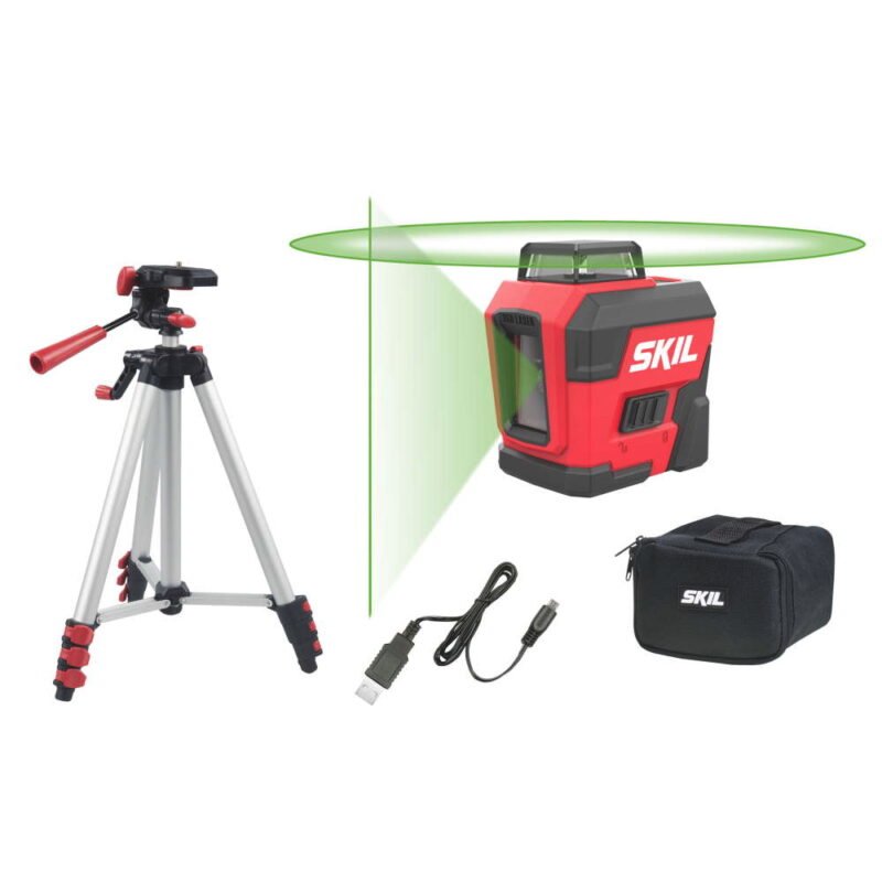 skil MT1E1961DA 1 - SKIL 1961 DA Nivela laser cu linie n cruce 360 grade, lumina verde, raza actiune 30m, Accu Li-Ion, include incarcator micro USB, trepied si geanta de transport - SOLGARDEN