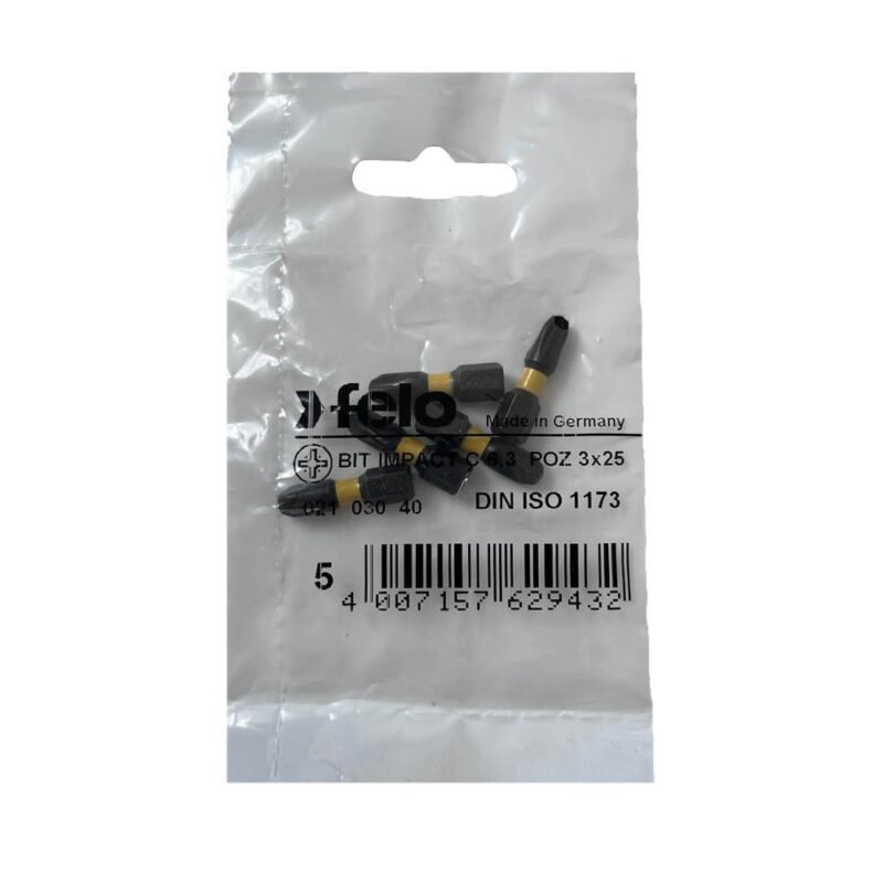 20214 1 11081347 - Set 5 biti Felo, seria Impact profil Pozidrive, C6.3, PZ3, 25mm - SOLGARDEN