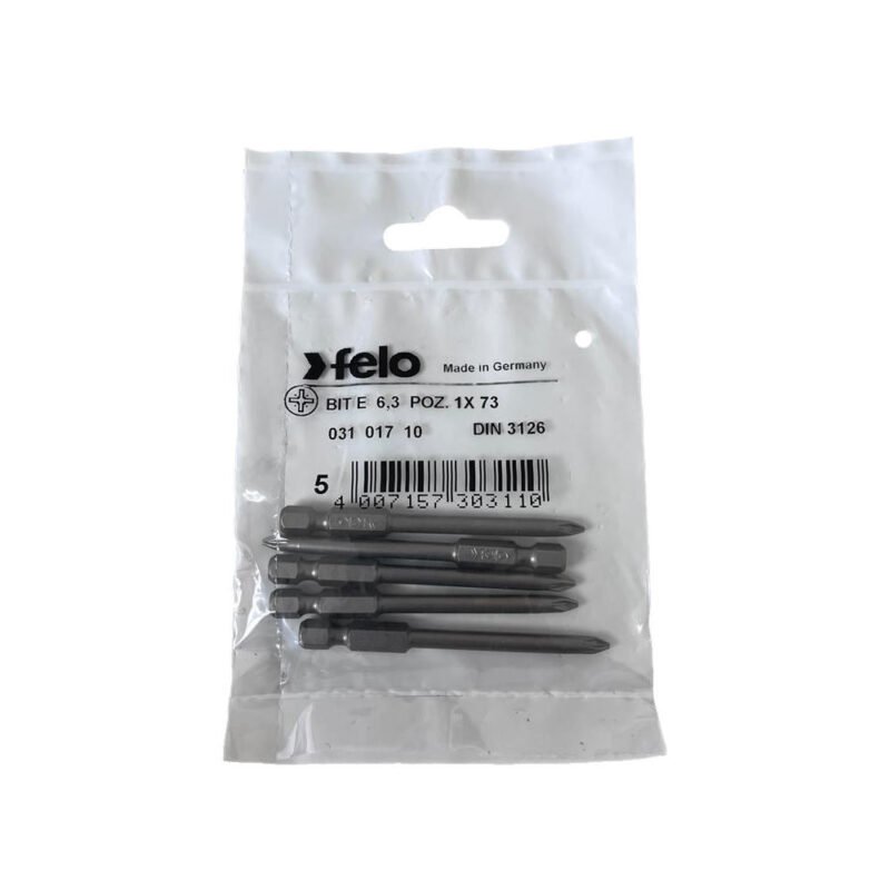 20226 1 11081357 - Set 5 biti Felo, seria Industrial profil Pozidrive, E6.3, PZ1, 73mm - SOLGARDEN