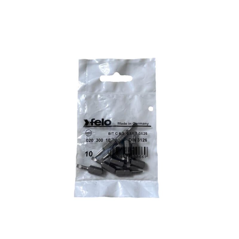 20292 1 11281131 - Set 10 biti Felo, seria Industrial profil Drept, C6.3, 3.0x0.5mm, 25mm - SOLGARDEN