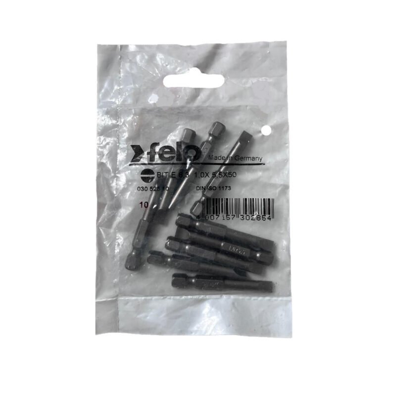 20318 1 12071318 - Set 10 biti Felo, seria Industrial profil Drept, E6.3, 5.5x1.0mm, 50mm - SOLGARDEN