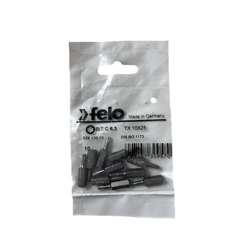 20358 1 12131357 - Set 10 biti Felo, seria Industrial profil Torx, C6.3, TX10, 25mm - SOLGARDEN