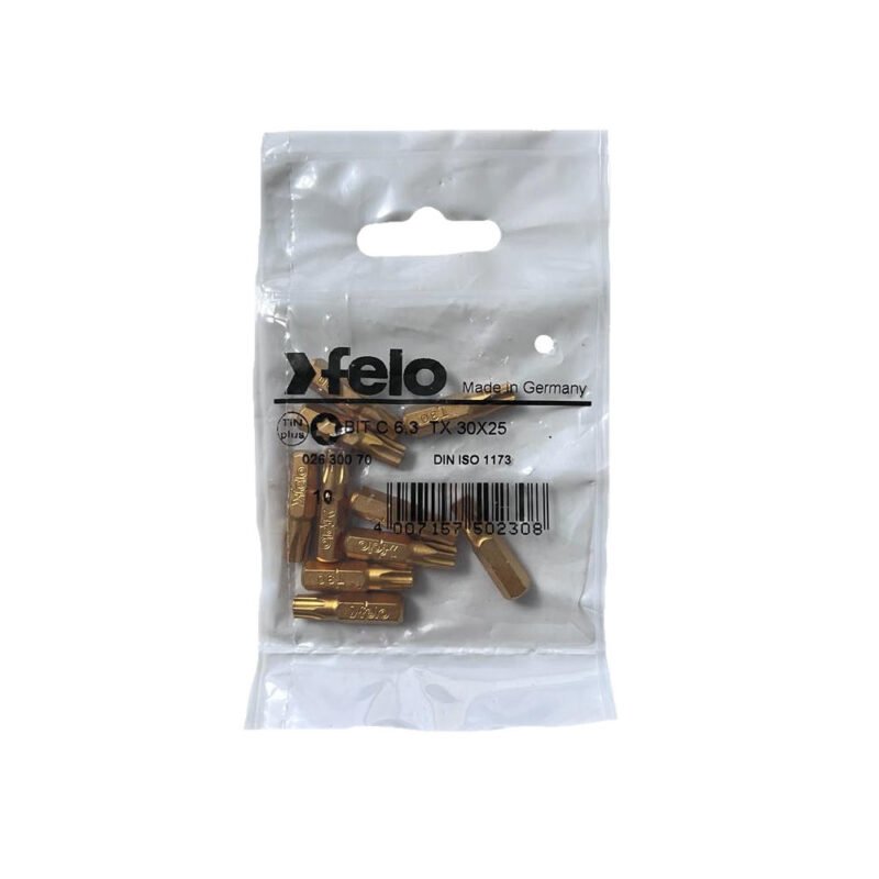 20364 1 12141106 - Set 10 biti Felo, seria TiN Plus profil Torx, C6.3, TX30, 25mm - SOLGARDEN