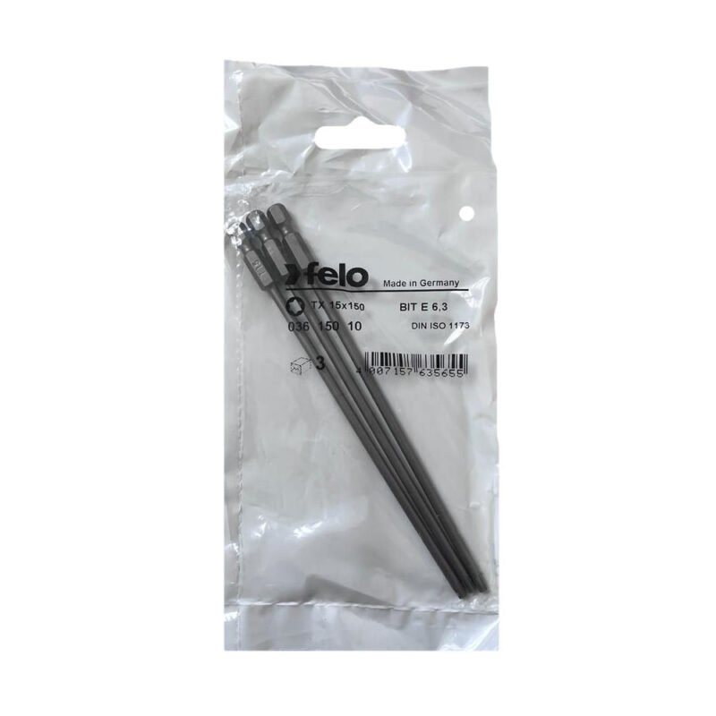 20431 1 12201424 - Set 3 biti Felo, seria Industrial profil Torx, E6.3, TX15, 150mm - SOLGARDEN