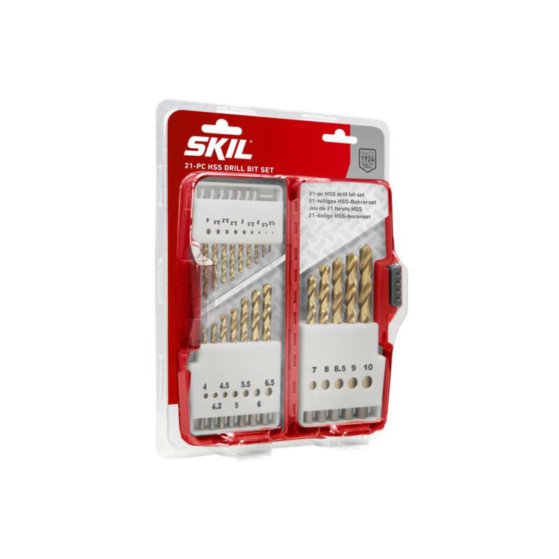 SKIL 2610S00918 set 21 burghie HSS, varf de 135, pentru gaurire in otel, lemn si plastic