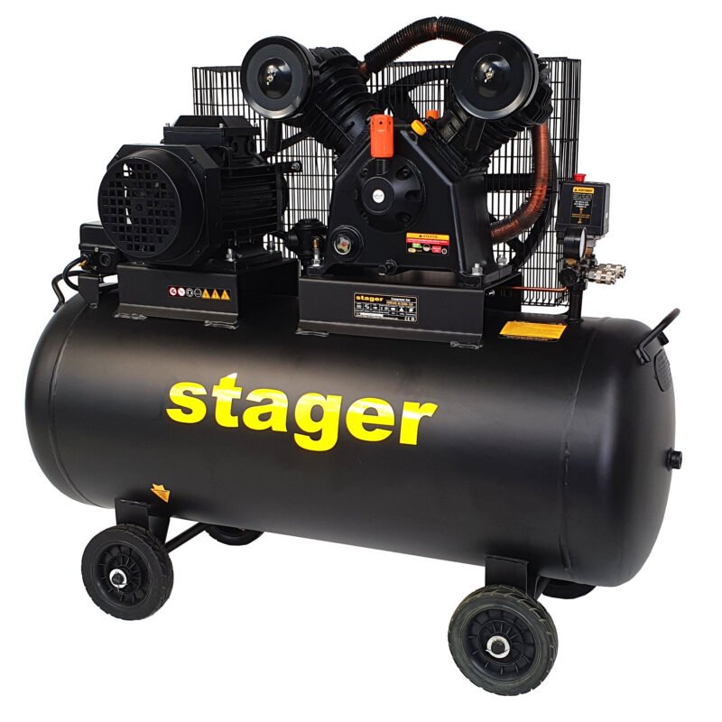 81736 8853 453010620010 - Stager HMV0.6/200-10 compresor aer, 200L, 10bar, 600L/min, trifazat, angrenare curea - SOLGARDEN