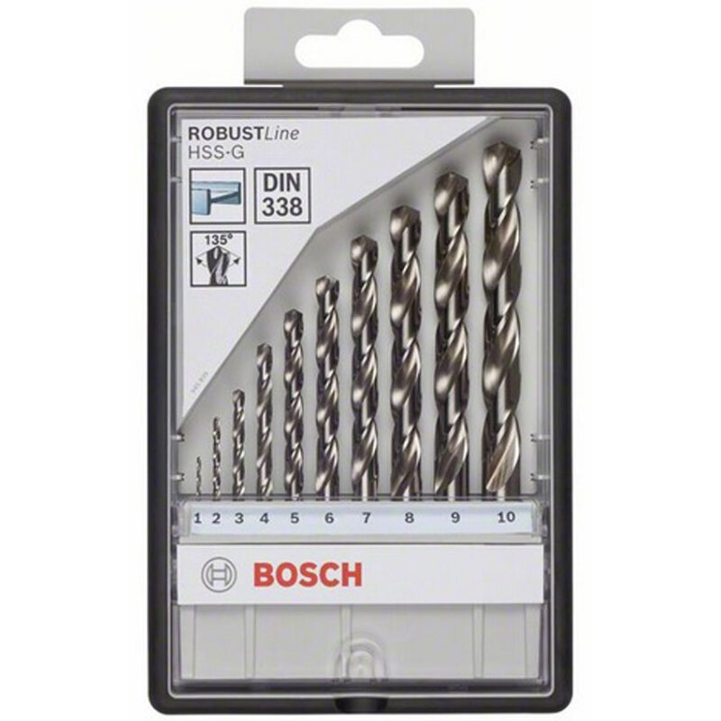 Set 10 burghie Robust Line pentru metal HSS-G, 135gr, D1-7mm Bosch