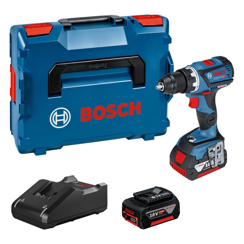 Masina de gaurit si insurubat brushless Bosch GSR 18V-60 C cu 2 acumulatori Li-Ion, 5Ah, 60Nm + L-Boxx