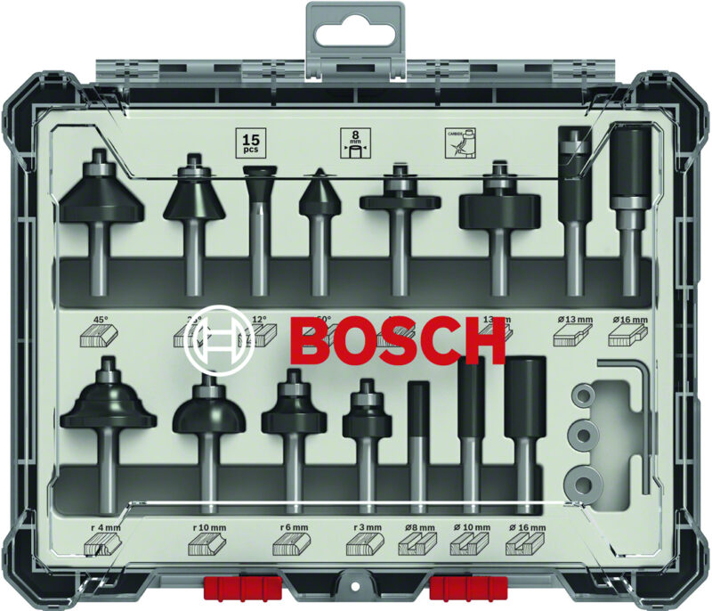 Set 15 freze HM tija 8mm Bosch