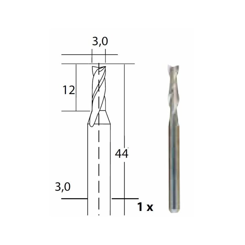 proxxon20micromot 28761 2 - Freza cu 2 caneluri, Proxxon 28761, 3.0x3.0mm - SOLGARDEN