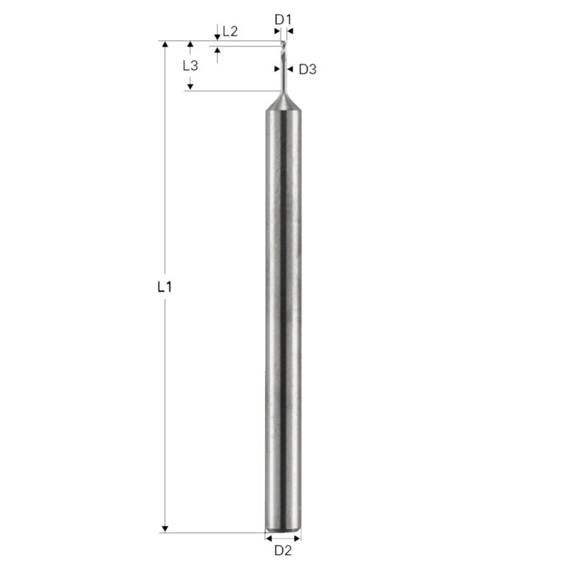 Freza de adancime, Toric Cut, 2 caneluri, Datron 00781006, 0.6x0.9x3.0mm