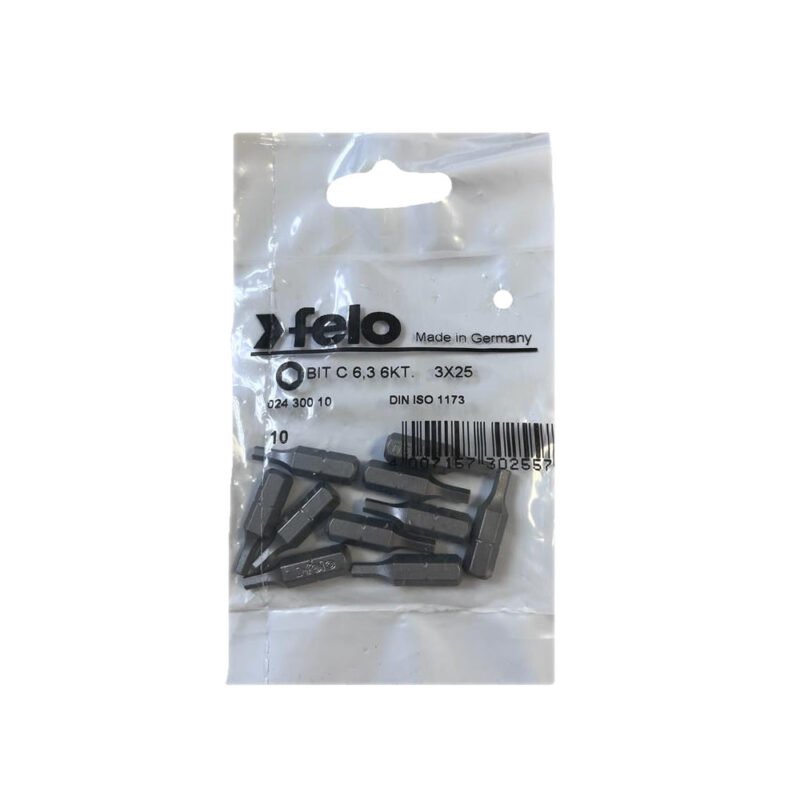 20461 1 01081333 - Set 10 biti Felo, seria Industrial profil HEX, C6.3, HX3.0, 25mm - SOLGARDEN