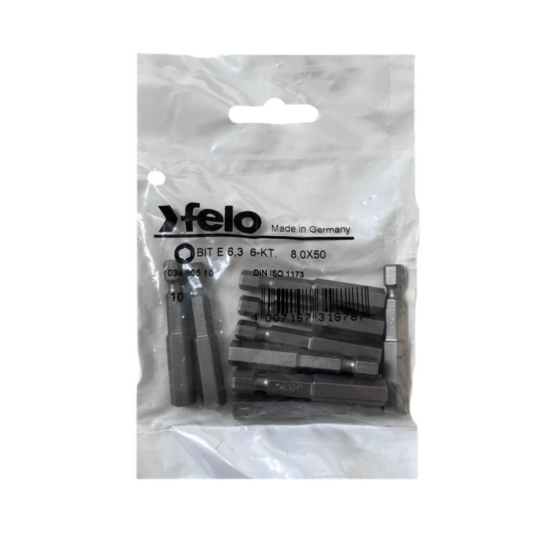 Set 10 biti Felo, seria Industrial profil HEX, E6.3, HX8.0, 50mm