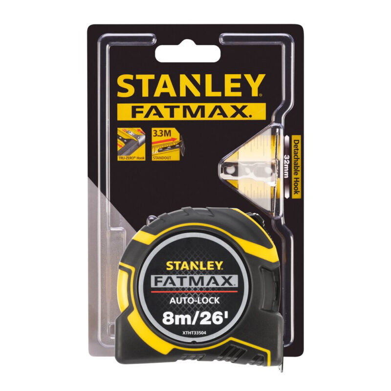 Stanley XTHT0-33504, ruleta autolock fatmax 8m, Mylar®, BladeArmor, magnet fix, 8m/26Inch x 32mm + un carlig detasabil, blister