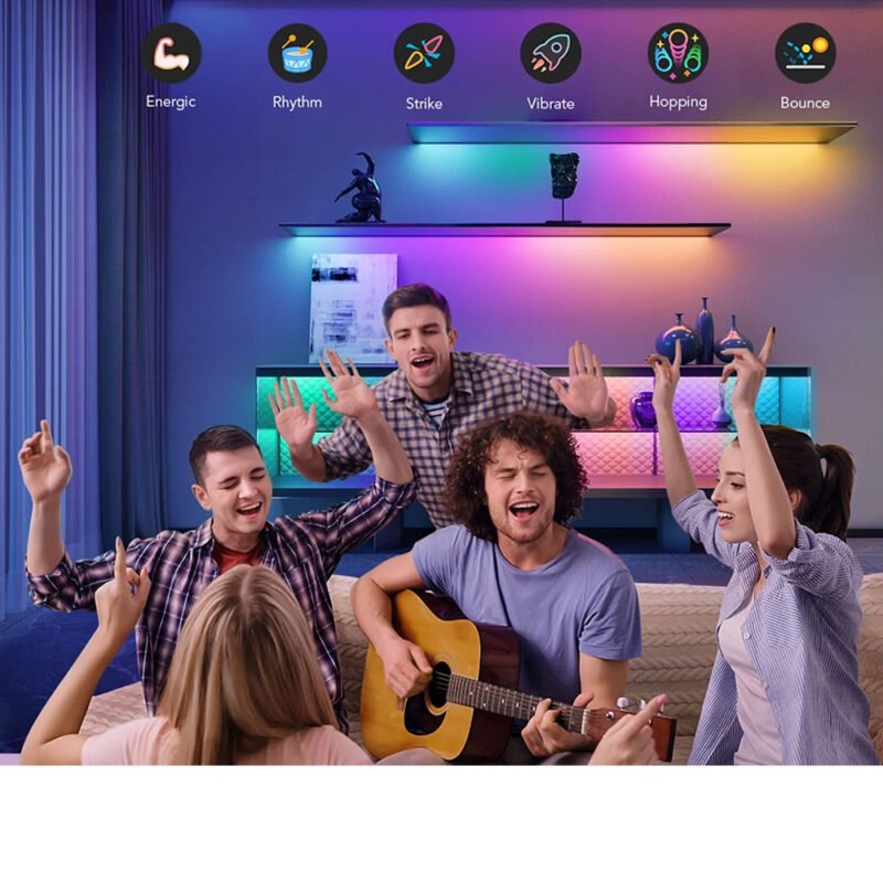 banda led govee basic h618c rgbic 10m sincronizare muzica wifi si bluetooth alexa google asistant copie 1004 3661 - Banda LED Govee RGBIC Pro H619A, 5m, Sincronizare Muzica, Wifi si Bluetooth, Alexa , Google Asistant, strat protector - SOLGARDEN