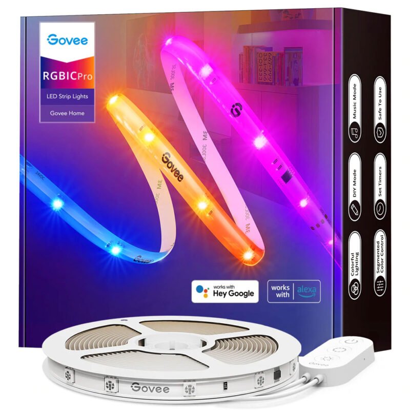 banda led govee basic h618c rgbic 10m sincronizare muzica wifi si bluetooth alexa google asistant copie 1004 8926 - Banda LED Govee RGBIC Pro H619A, 5m, Sincronizare Muzica, Wifi si Bluetooth, Alexa , Google Asistant, strat protector - SOLGARDEN