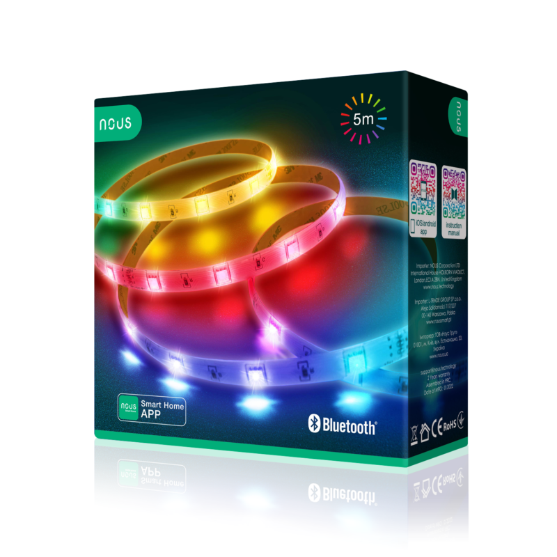 banda led nous rgb f6 5m bluetooth control aplicatie 301198 - Banda LED Nous RGB F6, 5m, Bluetooth, control aplicatie - SOLGARDEN