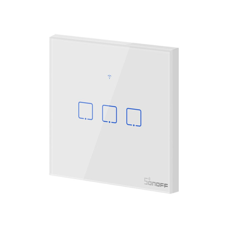 intrerupator smart wifi sonoff t0 eu tx wi fi alb 3 canale 299 7740 - Intrerupator Smart cu Touch Sonoff T0 EU TX , WiFi, (3 canale) - SOLGARDEN