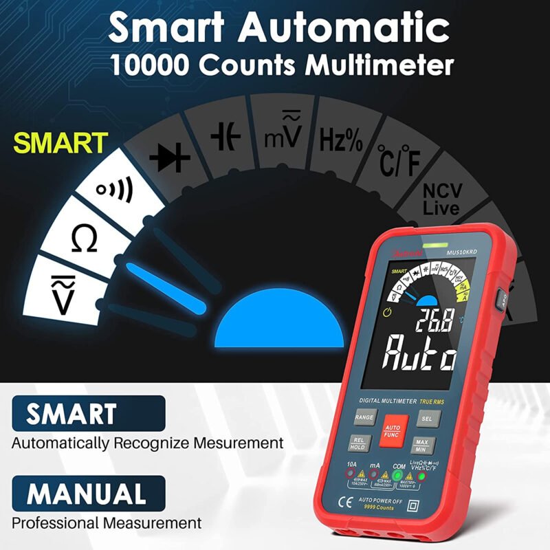 multimetru digital astroai mus10krd 10000 counts smart auto trms auto ranging masurare continuitate temperatura geanta transport 375193 - Multimetru digital AstroAI MUS10KRD, 10000 Counts, Smart Auto, TRMS Auto-Ranging, Display Color, Masurare continuitate, Temperatura, Geanta transport - SOLGARDEN