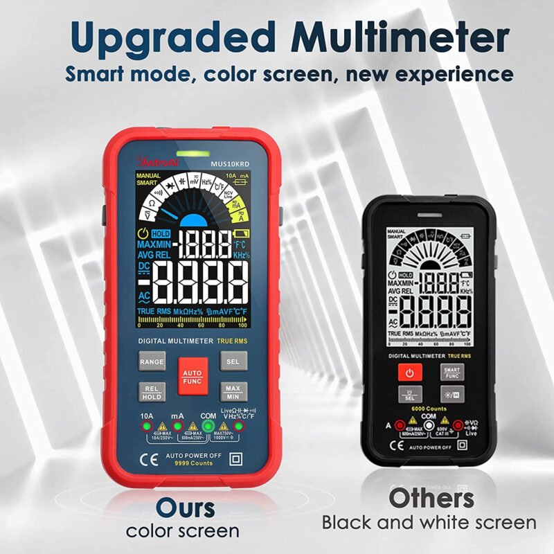 multimetru digital astroai mus10krd 10000 counts smart auto trms auto ranging masurare continuitate temperatura geanta transport 676920 - Multimetru digital AstroAI MUS10KRD, 10000 Counts, Smart Auto, TRMS Auto-Ranging, Display Color, Masurare continuitate, Temperatura, Geanta transport - SOLGARDEN