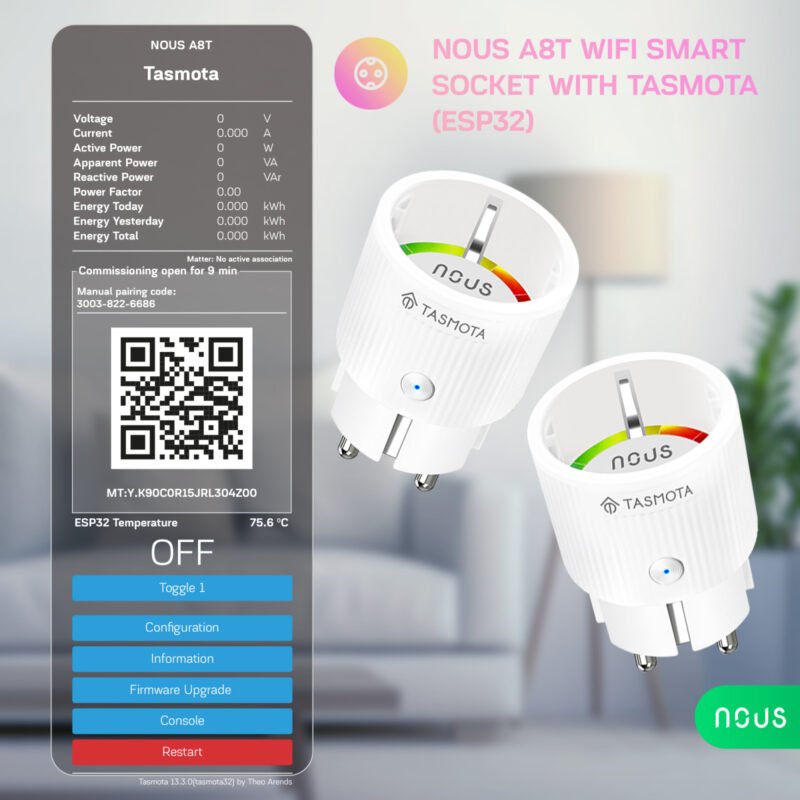 priza inteligenta wifi nous a1t 16a tasmota copie 6911729581 - Set 2 prize Inteligente WiFi NOUS A8T, 10A - Tasmota, ESP32 - SOLGARDEN