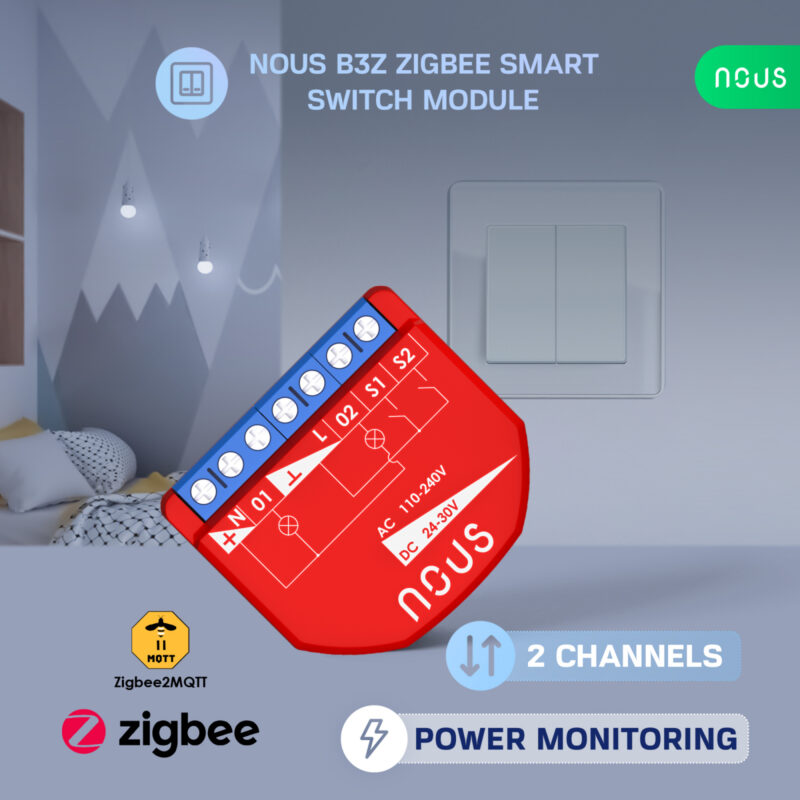 releu wireless nous b2z 16a zigbee 1 canal monitorizare energie copie 181461 - Releu inteligent Nous B3Z, 16A, ZigBee, 2 canal PM, Monitorizare energie - SOLGARDEN