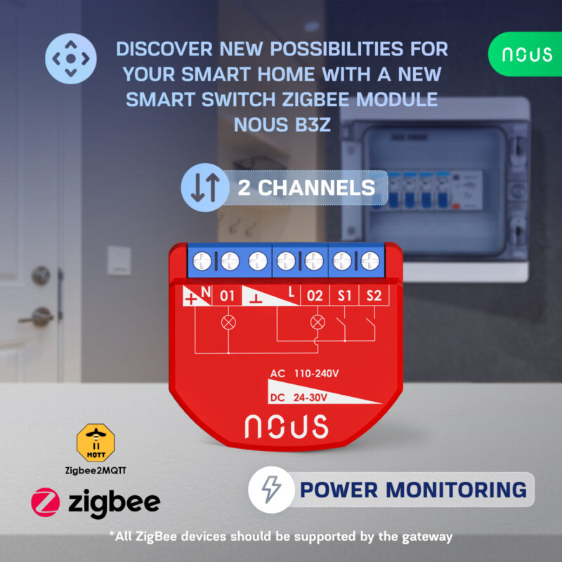 releu wireless nous b2z 16a zigbee 1 canal monitorizare energie copie 415872 - Releu inteligent Nous B3Z, 16A, ZigBee, 2 canal PM, Monitorizare energie - SOLGARDEN