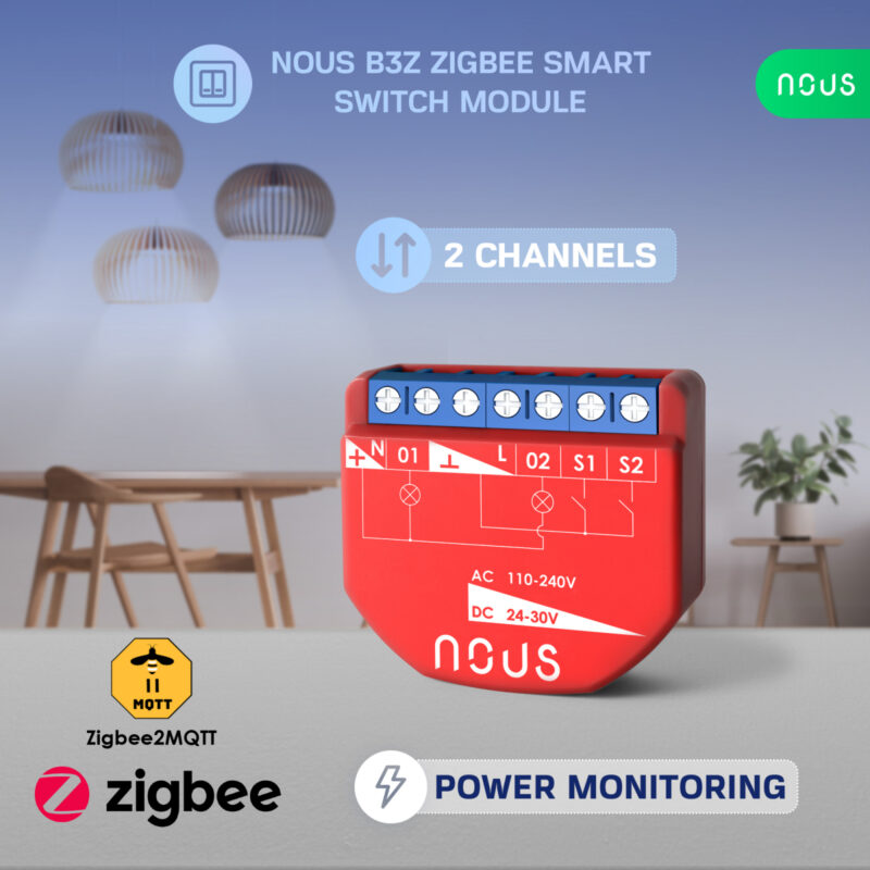 releu wireless nous b2z 16a zigbee 1 canal monitorizare energie copie 749082 - Releu inteligent Nous B3Z, 16A, ZigBee, 2 canal PM, Monitorizare energie - SOLGARDEN