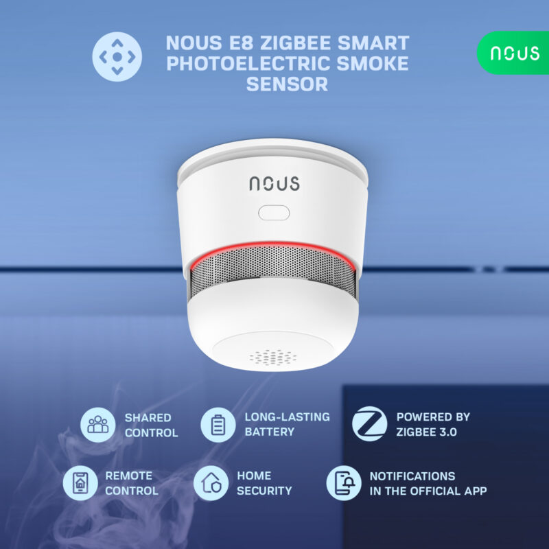 senzor smart de fum nous e8 zigbee 849272 - Senzor Smart de Fum Nous E8, Zigbee - SOLGARDEN